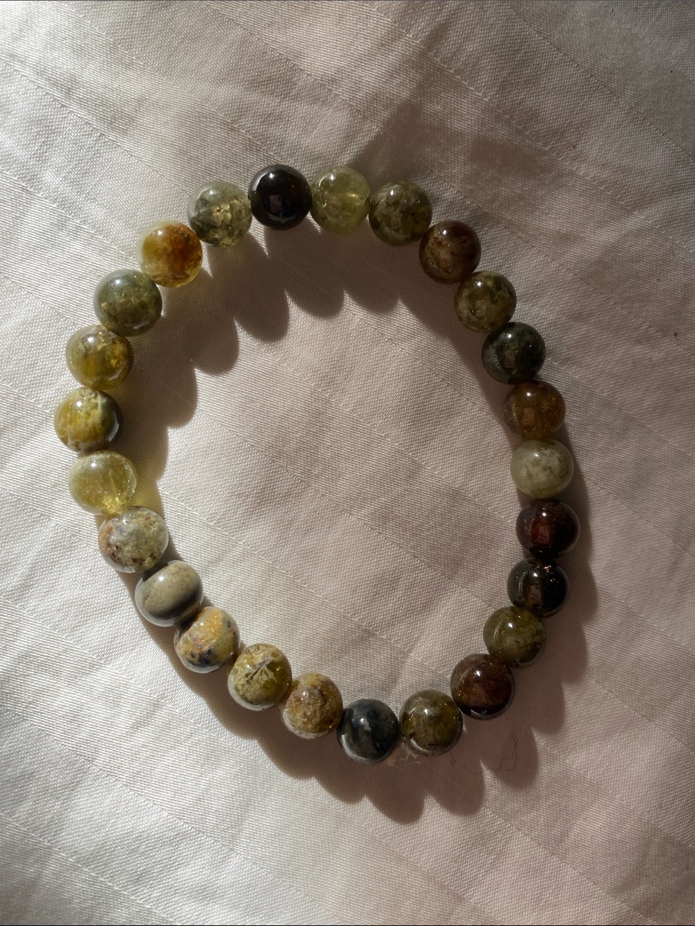 Green Garnet Stone Beaded Stretch Bracelet